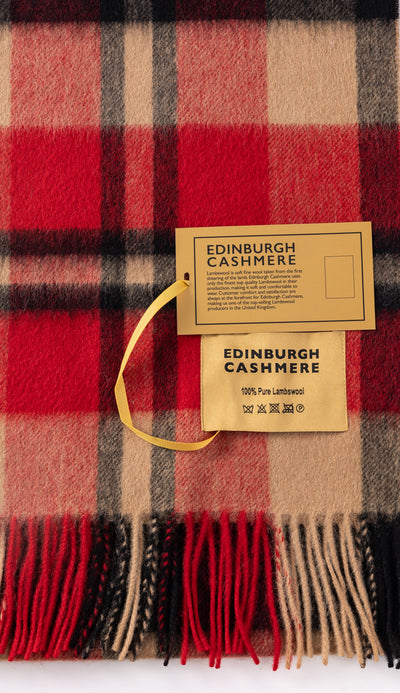 100% Pure Lambswool Scarf DC Red/Black