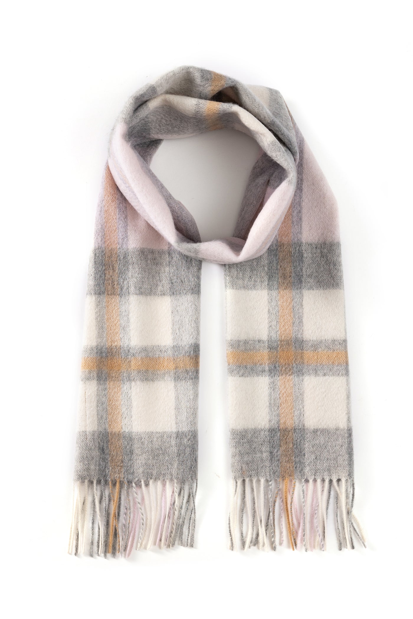 100% Pure Lambswool Scarf DC Camel/White