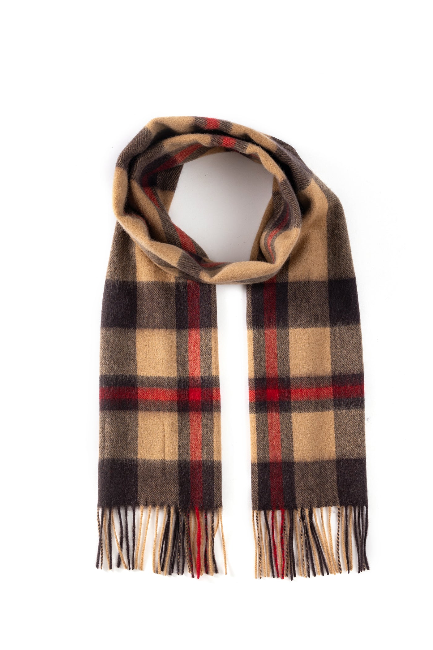 100% Pure Lambswool Scarf DC Camel/Black