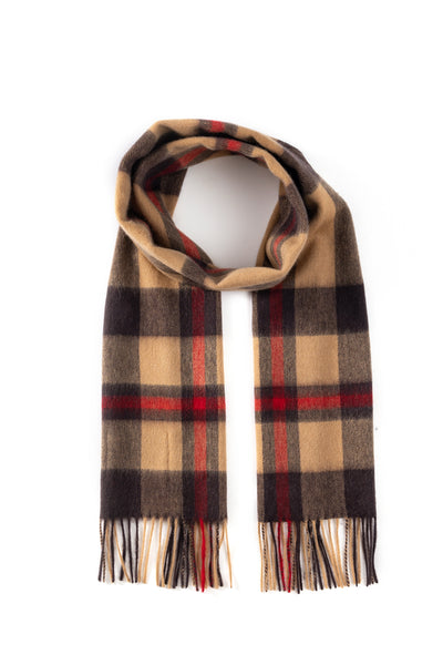 100% Pure Lambswool Scarf DC Camel/Black