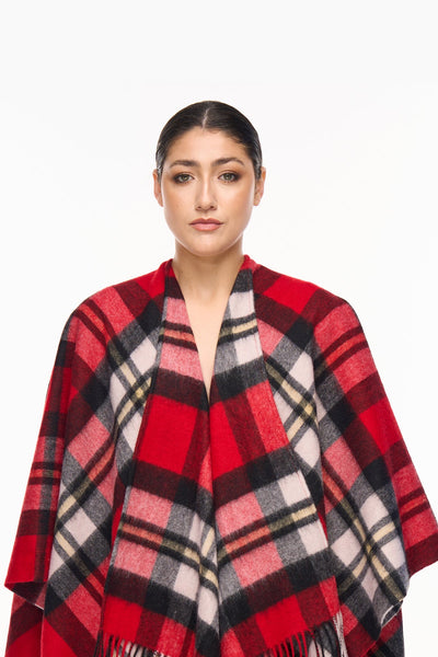 Lucchi Italy Cape DC Design Red Poncho 100% Pure Lambswool