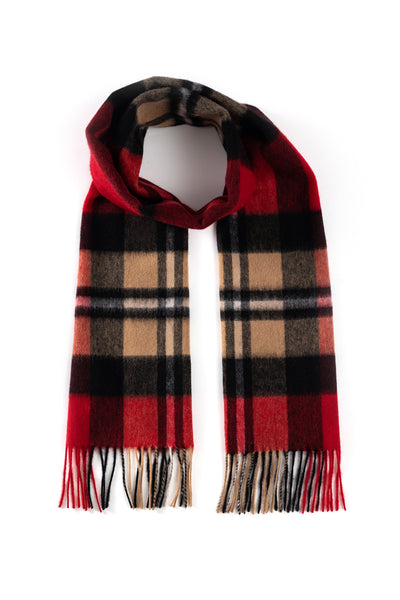 100% Pure Lambswool Scarf DC Red/Black