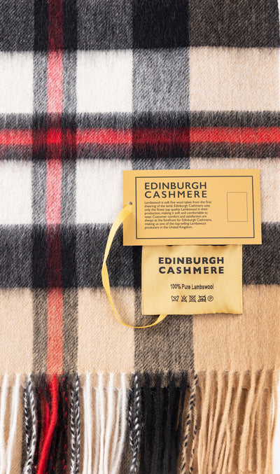 100% Pure Lambswool Scarf DC Camel/Black
