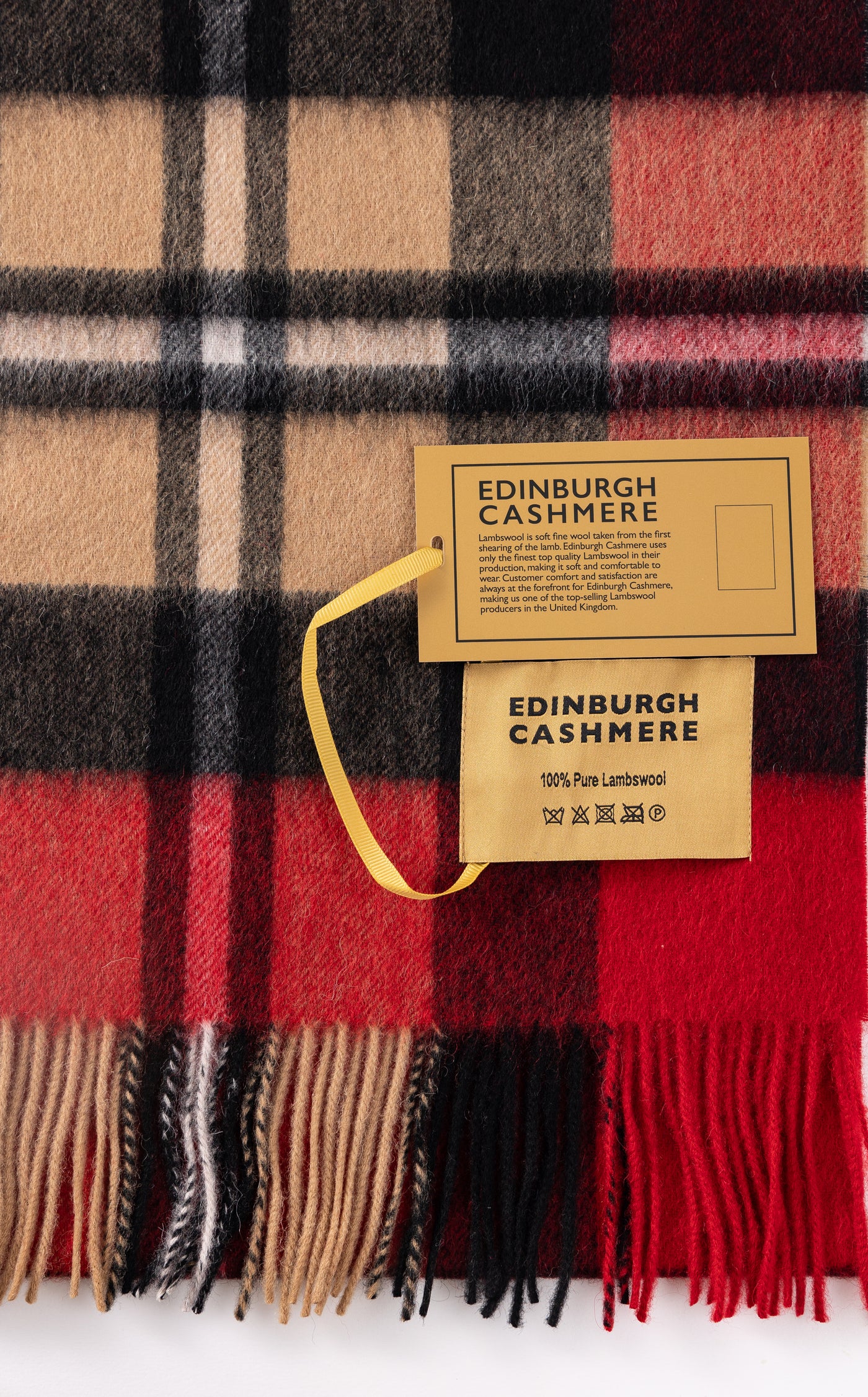 100% Pure Lambswool Scarf DC Scott Black/Red