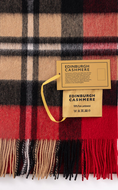 100% Pure Lambswool Scarf DC Scott Black/Red