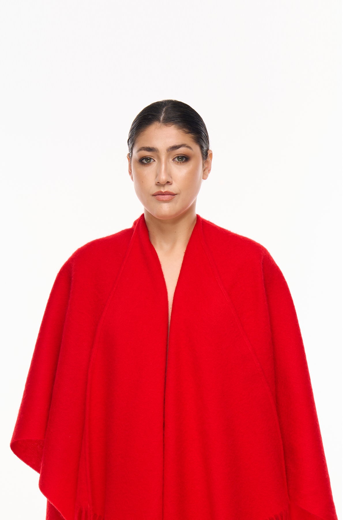 Lucchi Italy Plain Cape Red Poncho 100% Pure Lambswool
