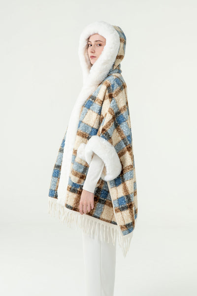 Lucchi Italy Women's Hooded Cape - Blue