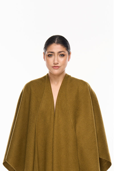 Lucchi Italy Plain Cape Green Poncho 100% Pure Lambswool