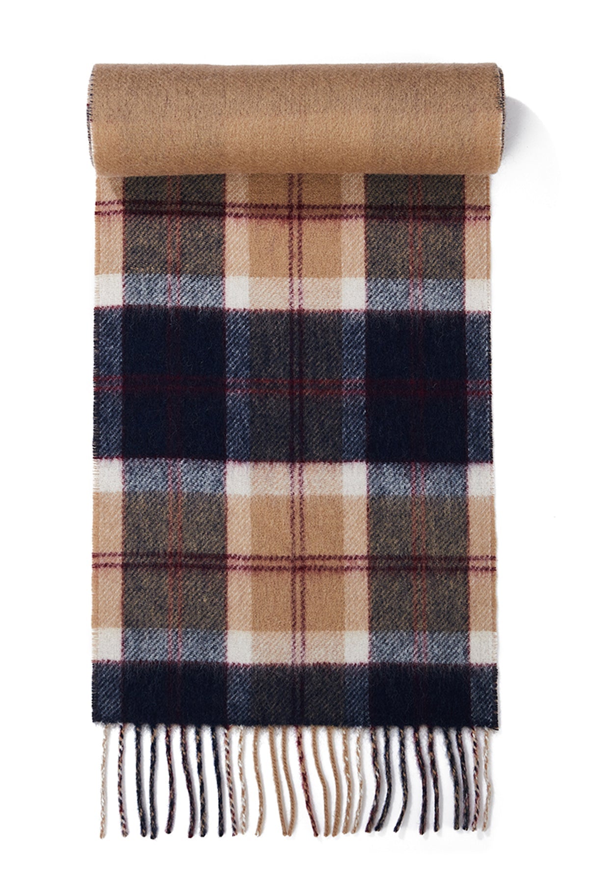 Lucchi Italy Reversible Scarf Bannockbane Navy 100% Pure Lambswool