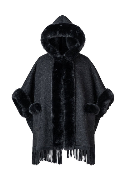 Lucchi Italy Women's Hooded Cape - Black