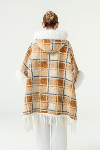 Lucchi Italy Women's Hooded Cape - Camel