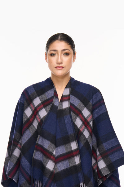 Lucchi Italy Cape DC Design Navy Poncho 100% Pure Lambswool