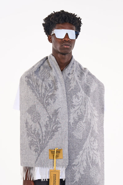 Lucchi Italy Scarf Single Thistle Grey 100% Pure Lambswool