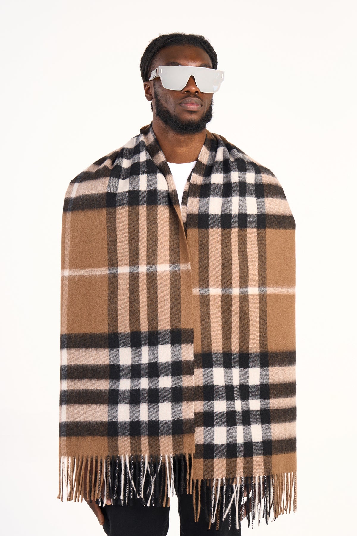 Lucchi Italy Scarf DC Check Oversized Wrap 100% Pure Lambswool