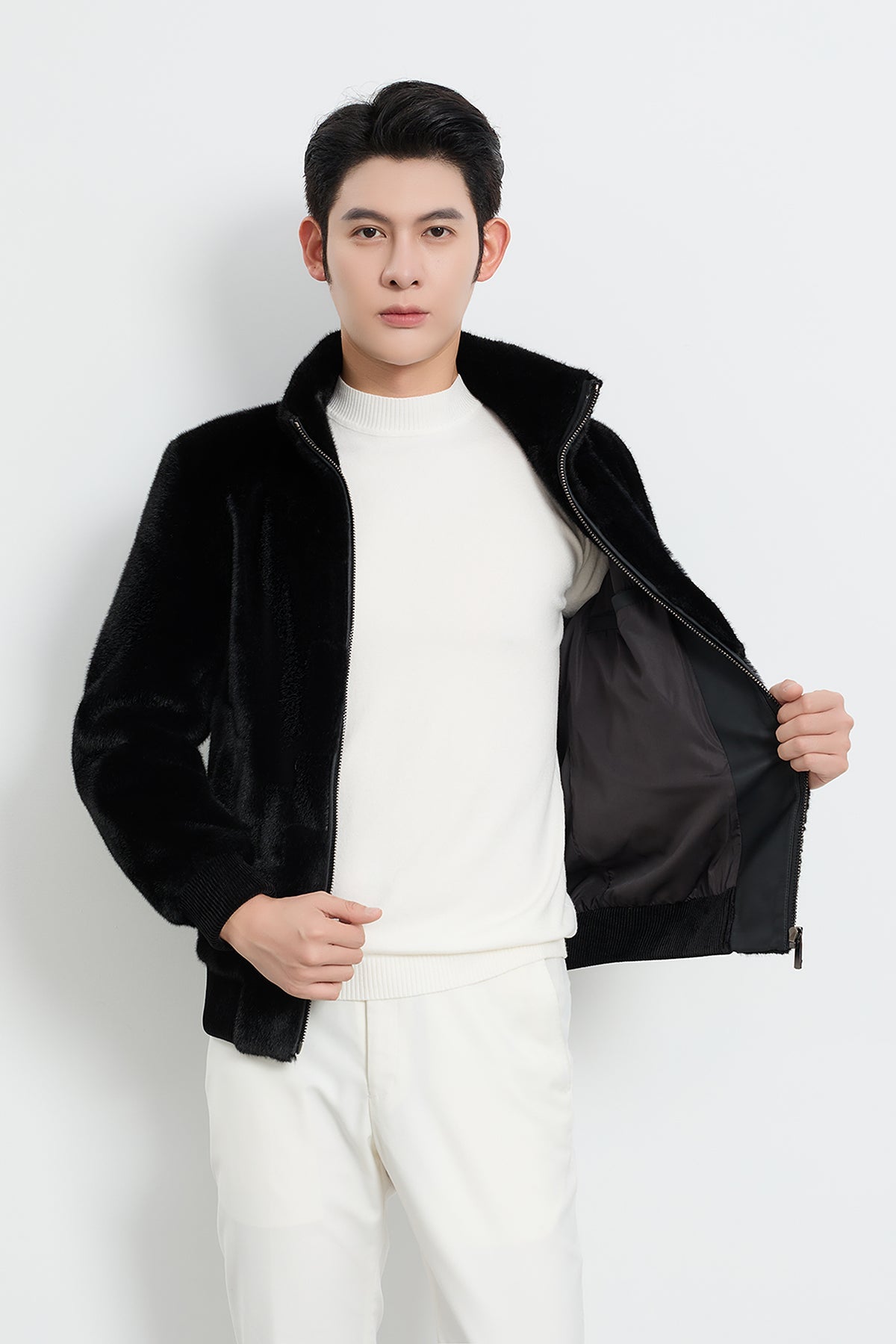 Lucchi Italy Men's Fur Jacket - Black