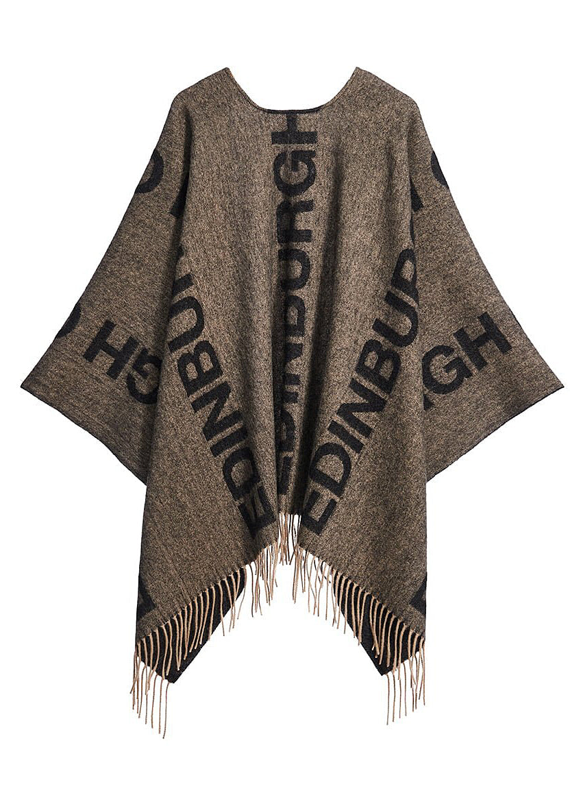 Lucchi Italy Cape Edinburgh Charcoal Poncho 100% Pure Lambswool
