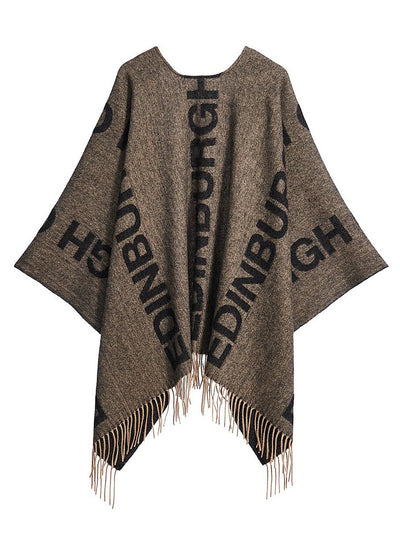 Lucchi Italy Cape Edinburgh Charcoal Poncho 100% Pure Lambswool
