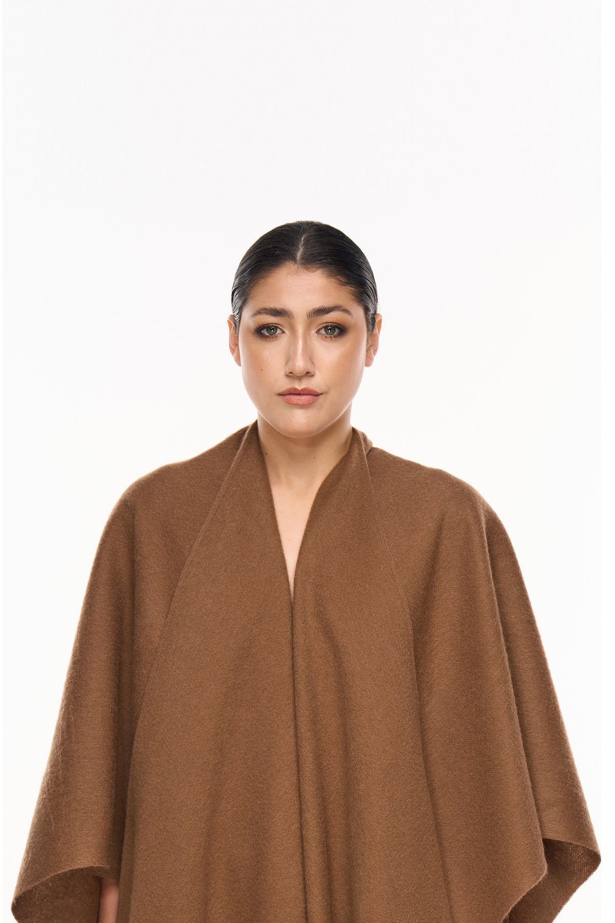 Lucchi Italy Plain Cape Brown Poncho 100% Pure Lambswool