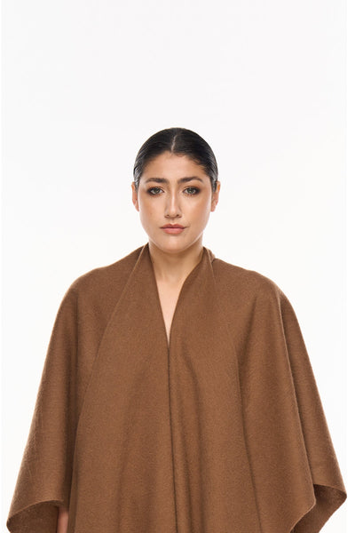 Lucchi Italy Plain Cape Brown Poncho 100% Pure Lambswool
