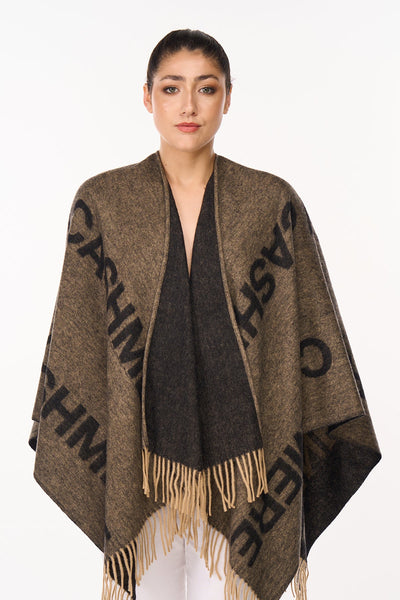 Lucchi Italy Cape Edinburgh Charcoal Poncho 100% Pure Lambswool