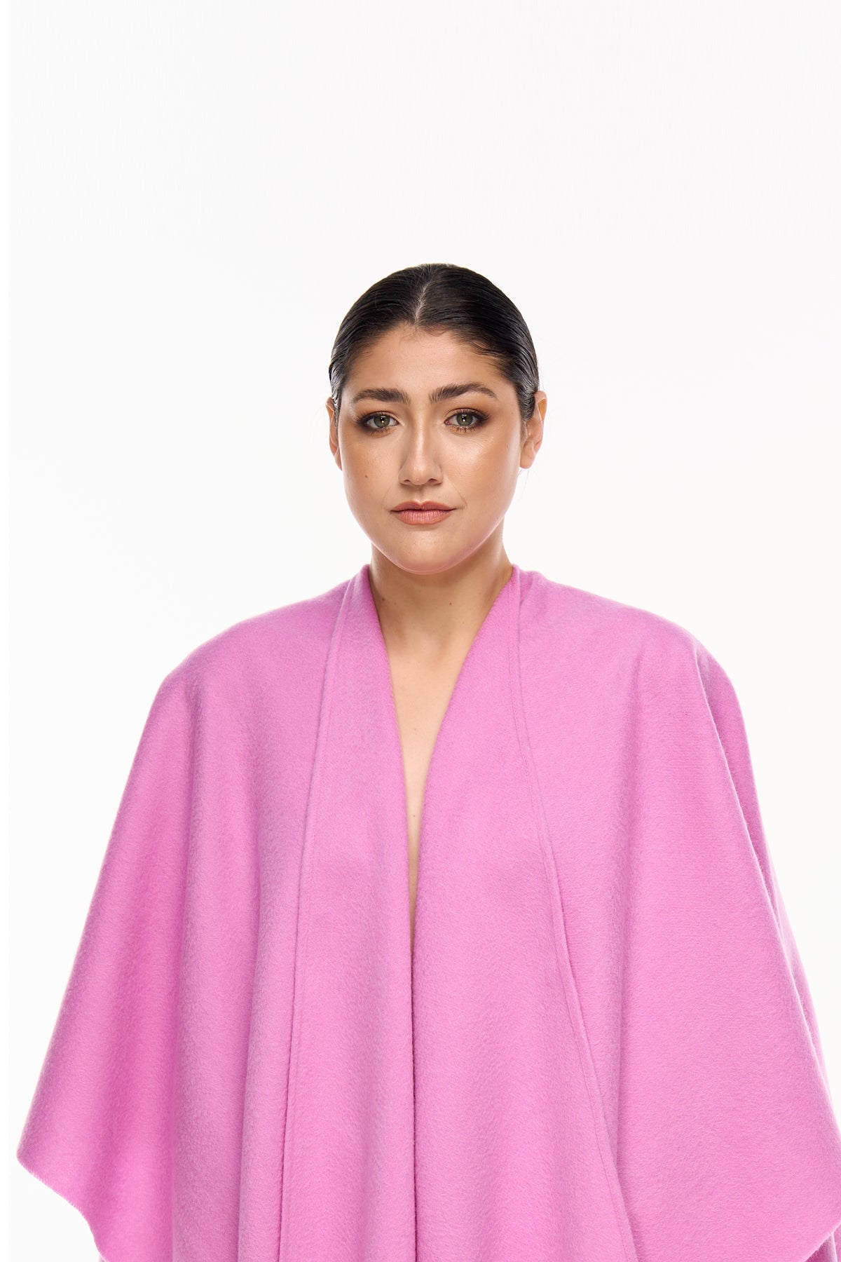 Lucchi Italy Plain Cape Dark Pink Poncho 100% Pure Lambswool