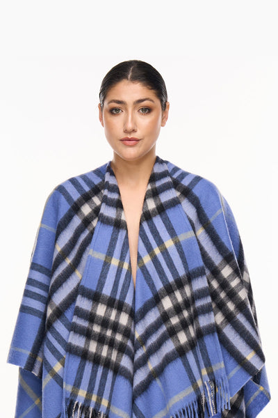 Lucchi Italy Cashmere Cape Exclusive Luxury DC Classic Blue Poncho 100% Pure Cashmere