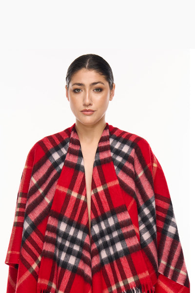 Lucchi Italy Cape DC Classic Red Poncho 100% Pure Lambswool