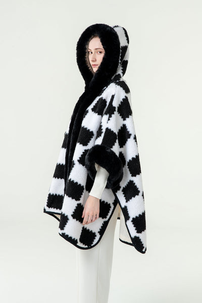 Lucchi Italy Women's Hooded Cape - Black