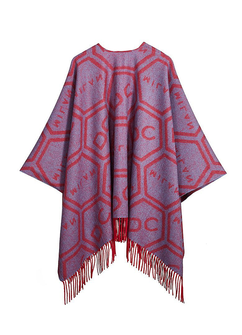 Lucchi Italy Cape Poncho Exclusive Iconic Reversible Design Red
