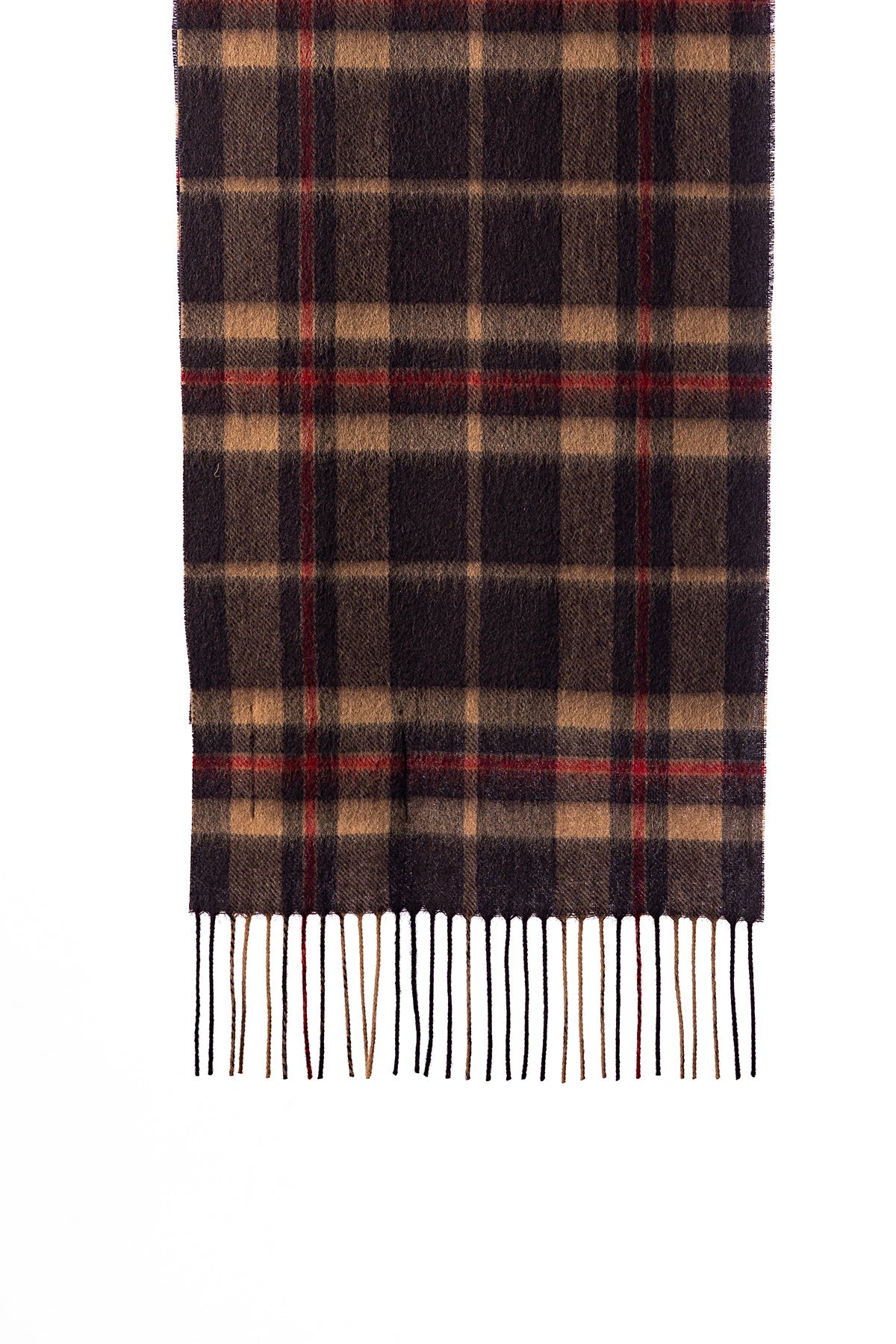 Lucchi Italy Cashmere Wool Scarf EC Check Exclusive Iconic Design Black