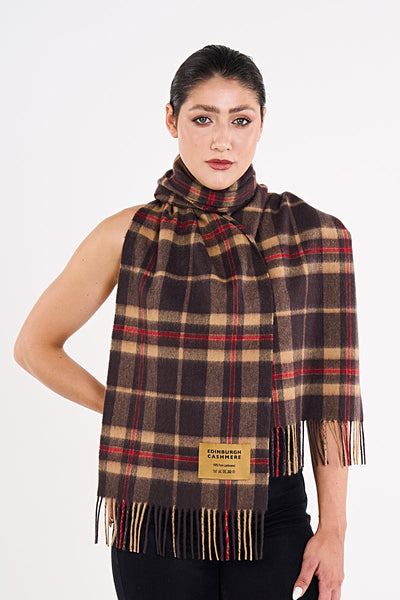 Lucchi Italy Cashmere Wool Scarf EC Check Exclusive Iconic Design Black
