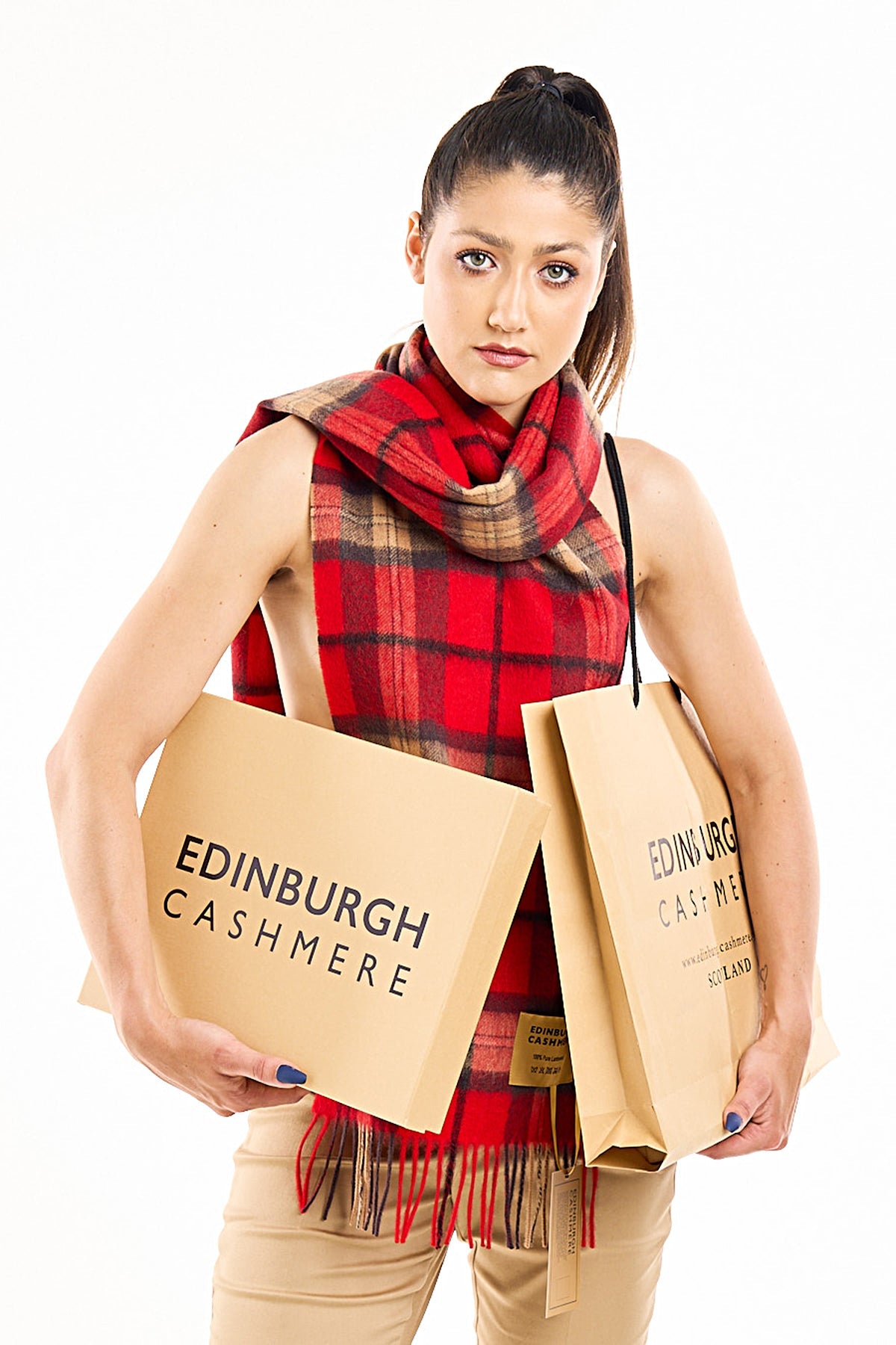 Lucchi Italy Luxury Scarf EC Check Exclusive Iconic Design