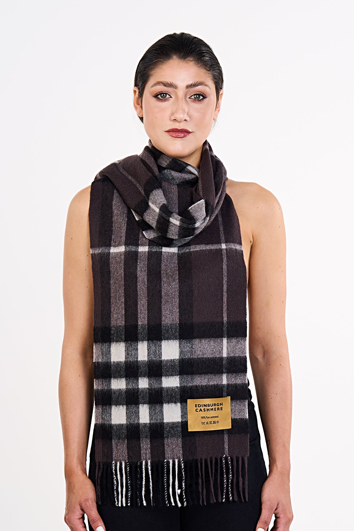 Lucchi Italy Cashmere Wool Scarf DC Check Luxury
