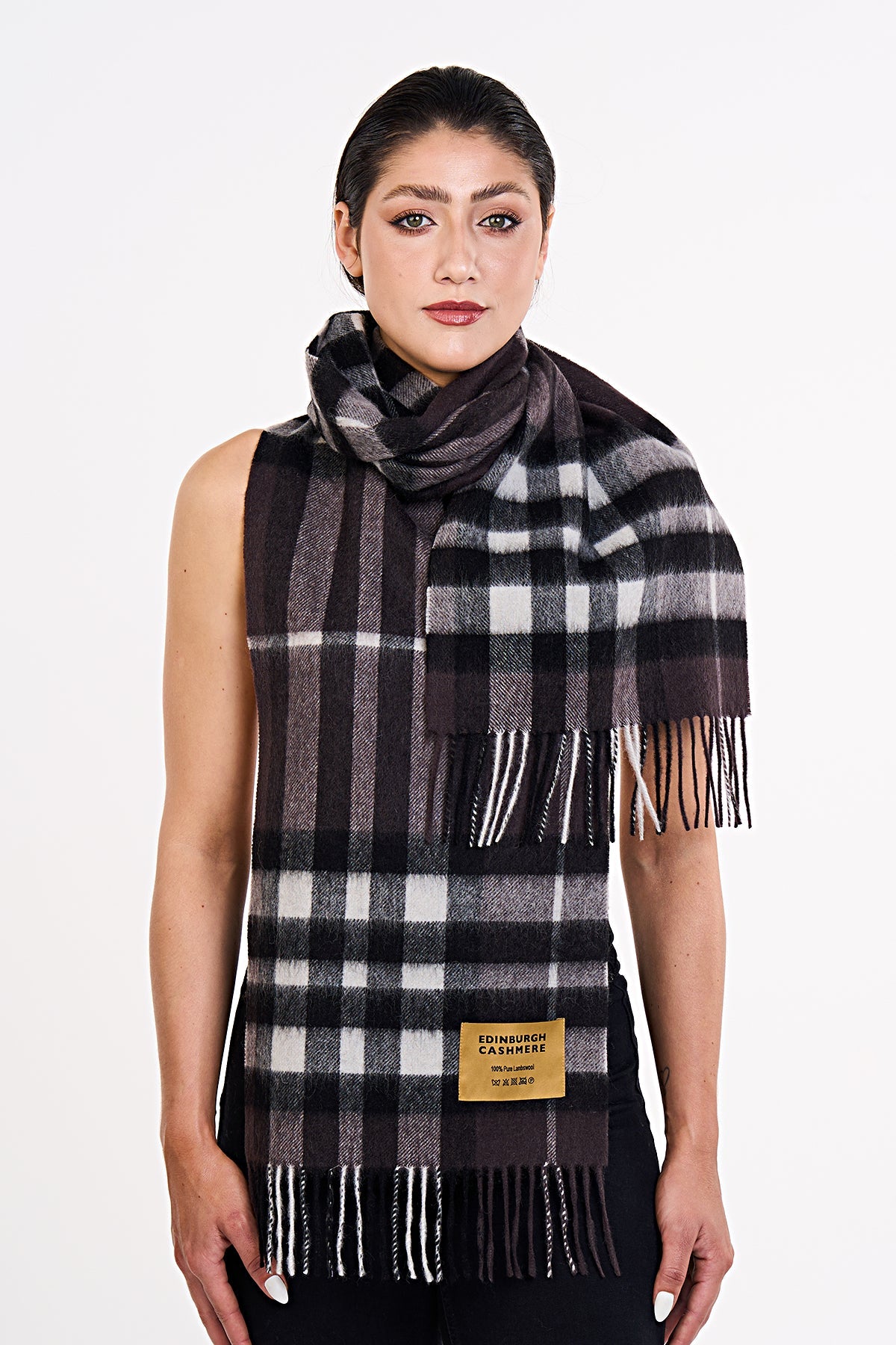 Lucchi Italy Cashmere Wool Scarf DC Check Luxury