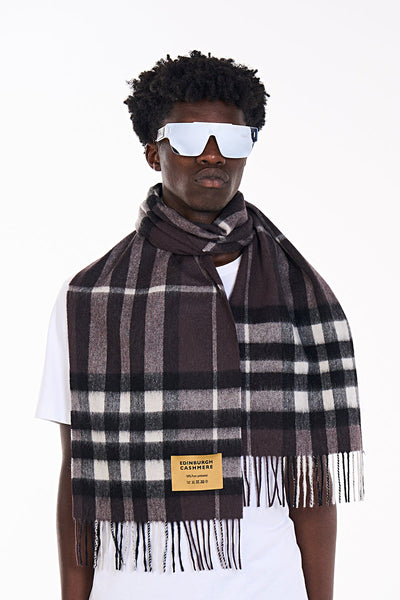 Lucchi Italy Cashmere Wool Scarf DC Check Luxury