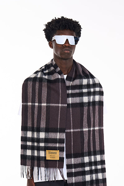 Lucchi Italy Cashmere Wool Scarf DC Check Luxury