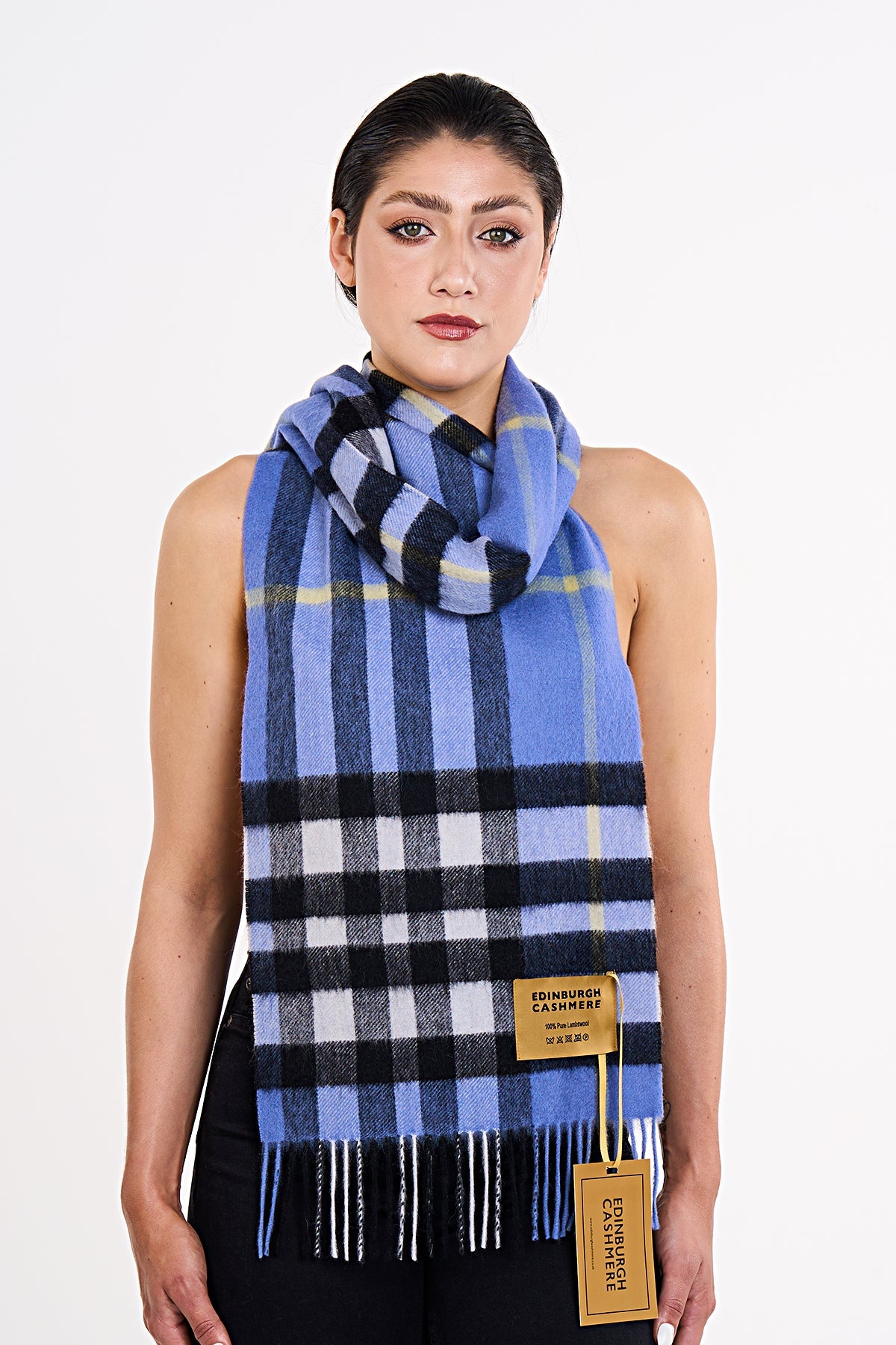Lucchi Italy Cashmere Wool Scarf DC Check Luxury