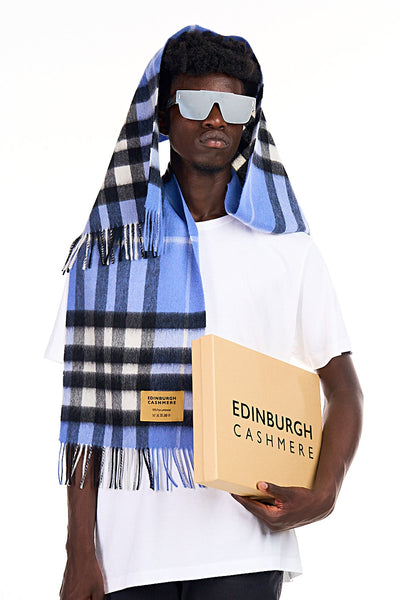 Lucchi Italy Cashmere Wool Scarf DC Check Luxury