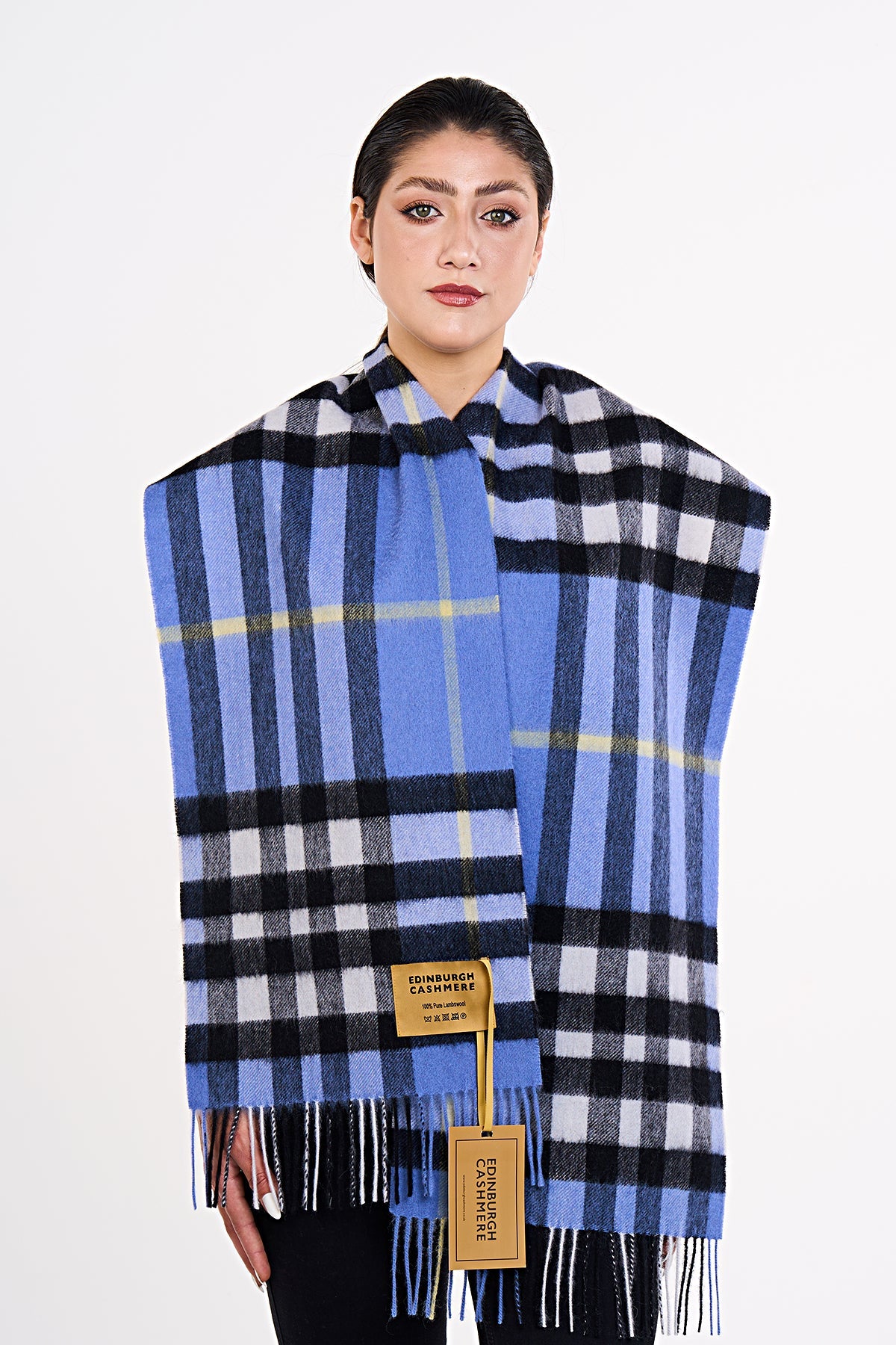 Lucchi Italy Cashmere Wool Scarf DC Check Luxury