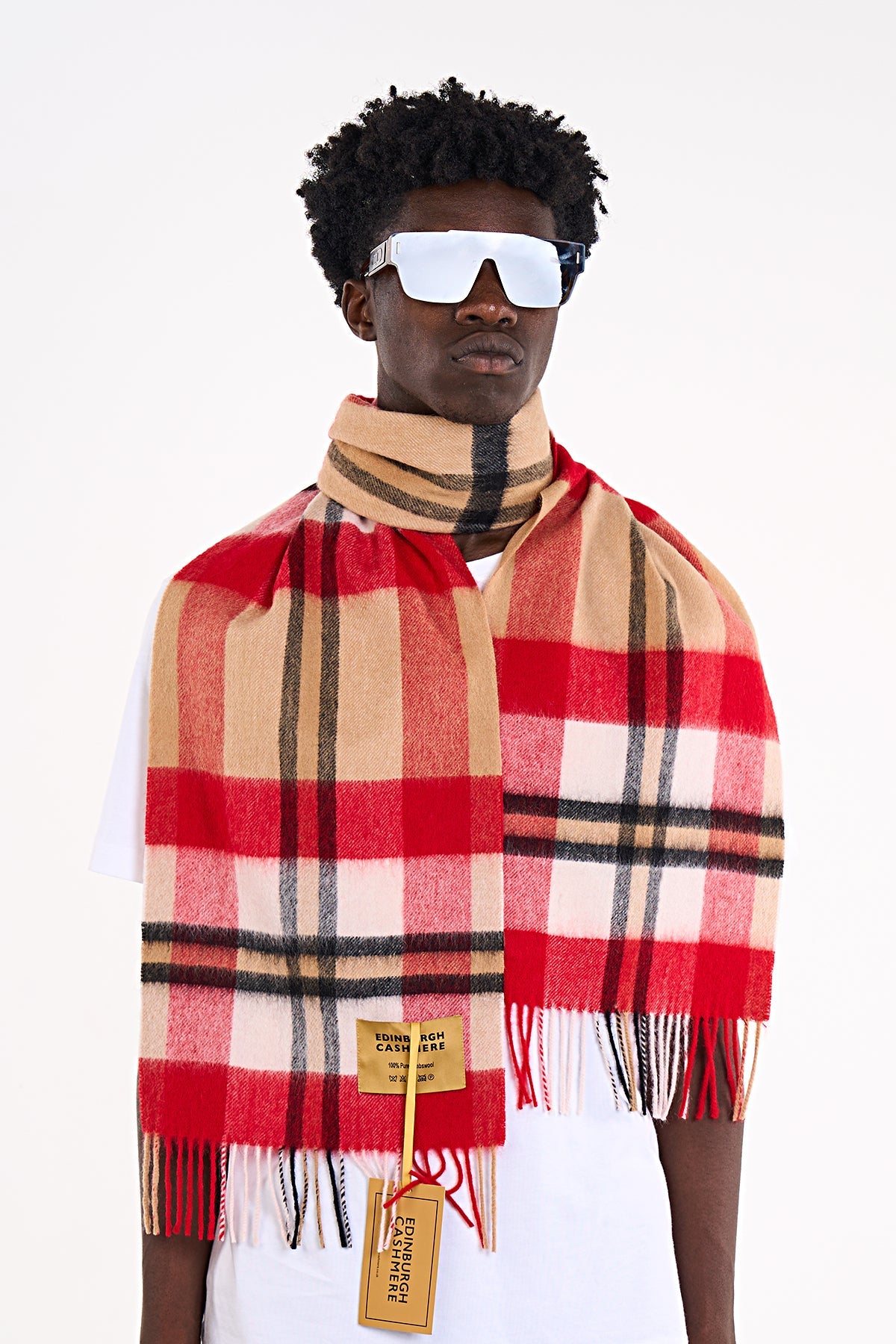 Lucchi Italy Scarf DC Scott Red 100% Pure Lambswool