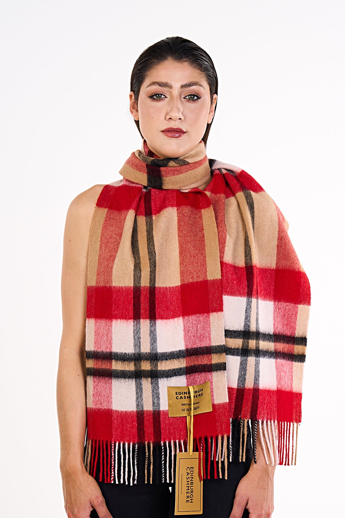 Lucchi Italy Scarf DC Scott Red 100% Pure Lambswool