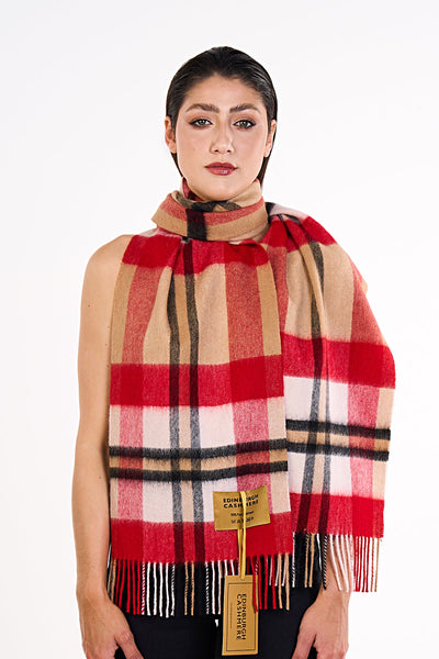 Lucchi Italy Scarf DC Scott Red 100% Pure Lambswool