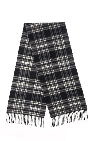 Lucchi Italy Scarves Menzies Black and White Clan 100% Pure Lambswool