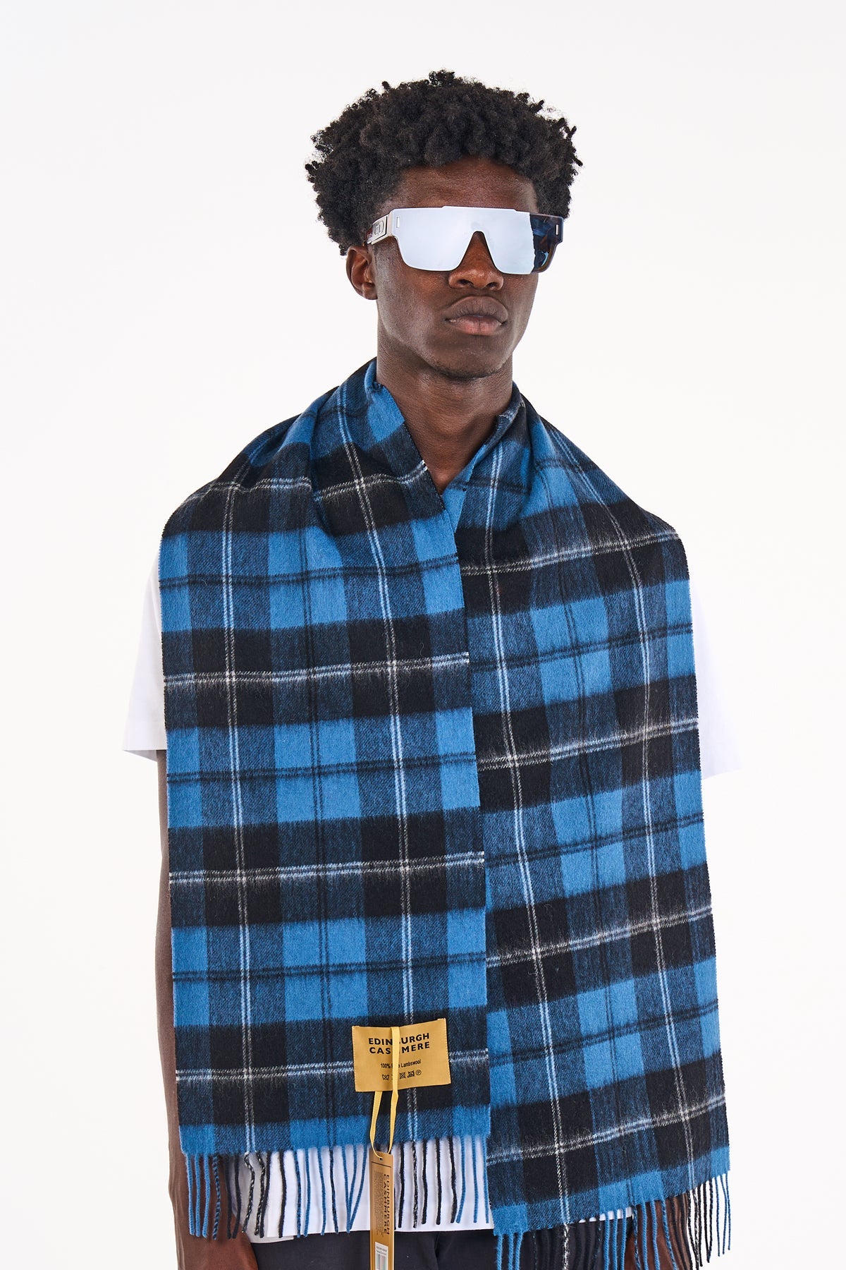 Lucchi Italy Scarves Ramsay Blue Ancient Clan 100% Pure Extra Fine Lambswool