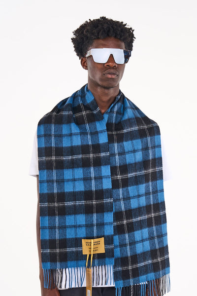 Lucchi Italy Scarves Ramsay Blue Ancient Clan 100% Pure Extra Fine Lambswool