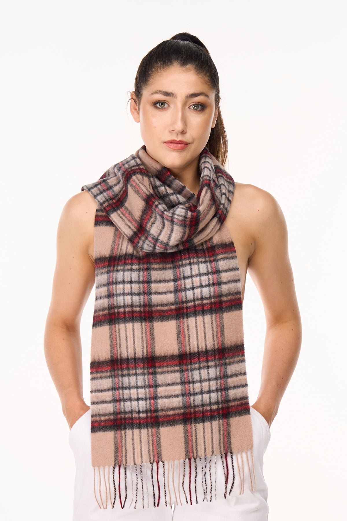 Lucchi Italy 100% Pure Cashmere Scarves Stewart Camel Clan
