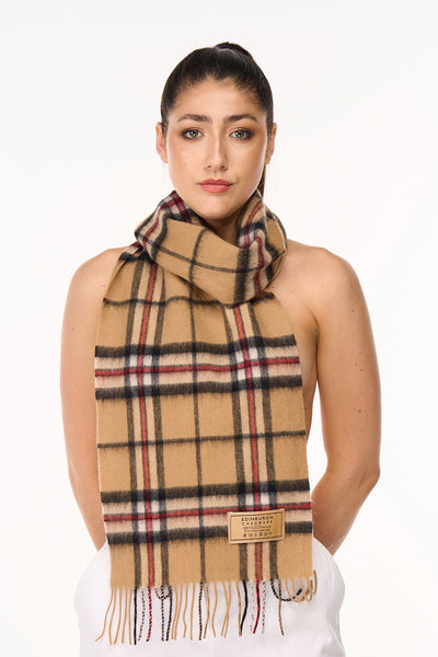 Cashmere Scarf Scottish Thomson Camel Design Small