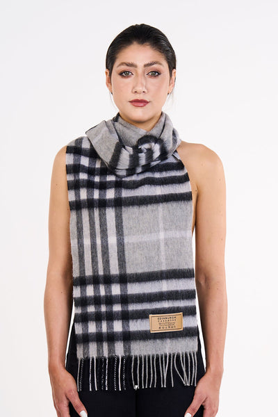 100% Pure Cashmere Designer Scarf Iconic DC Classic Grey