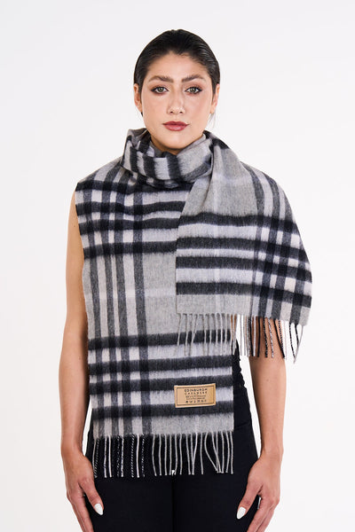 Lucchi Italy 100% Pure Cashmere Designer Scarf Iconic DC Classic Grey