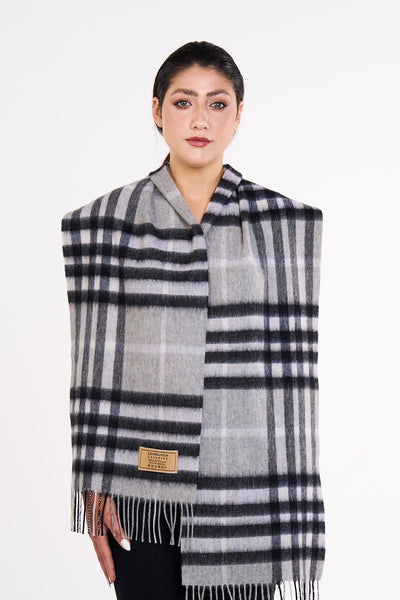 Lucchi Italy 100% Pure Cashmere Designer Scarf Iconic DC Classic Grey